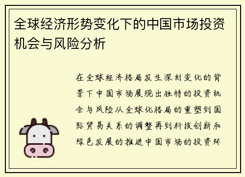 全球经济形势变化下的中国市场投资机会与风险分析